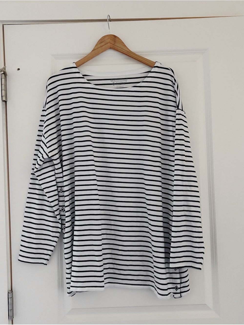 Coolibar Striped Tunic Top Button Detail UPF 50+ Sun Protection 2X